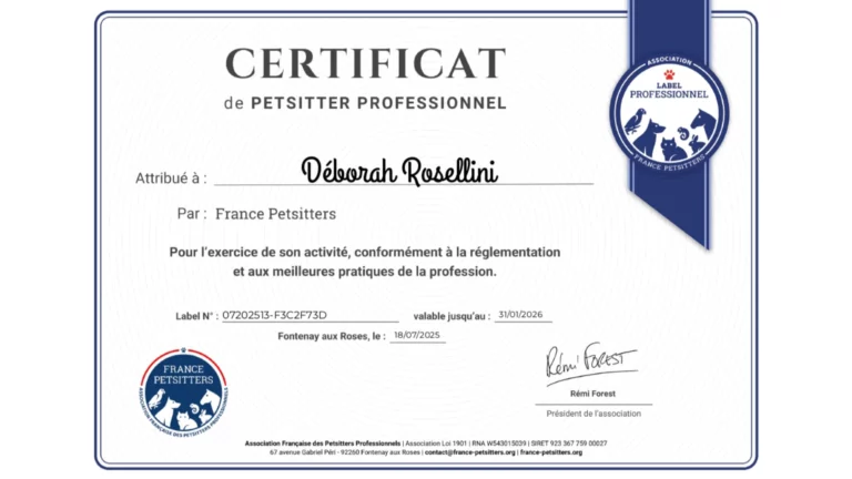 Labelisé France PET-SITTER Déborah l'amie des animaux